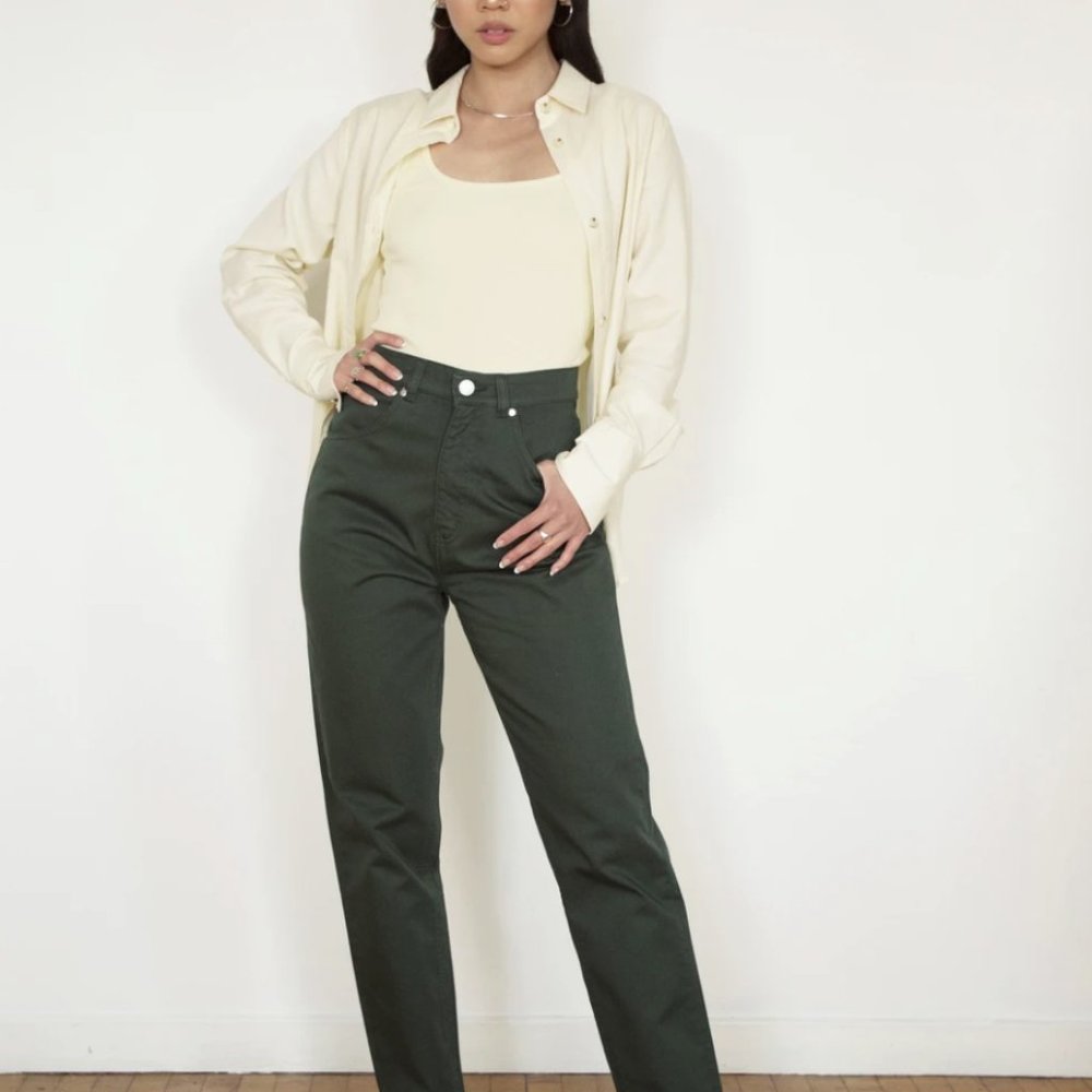 Kotn High Waist Tapered Trouser - Forest